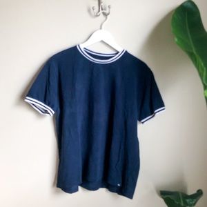 Denim & Flower Ringer Tee